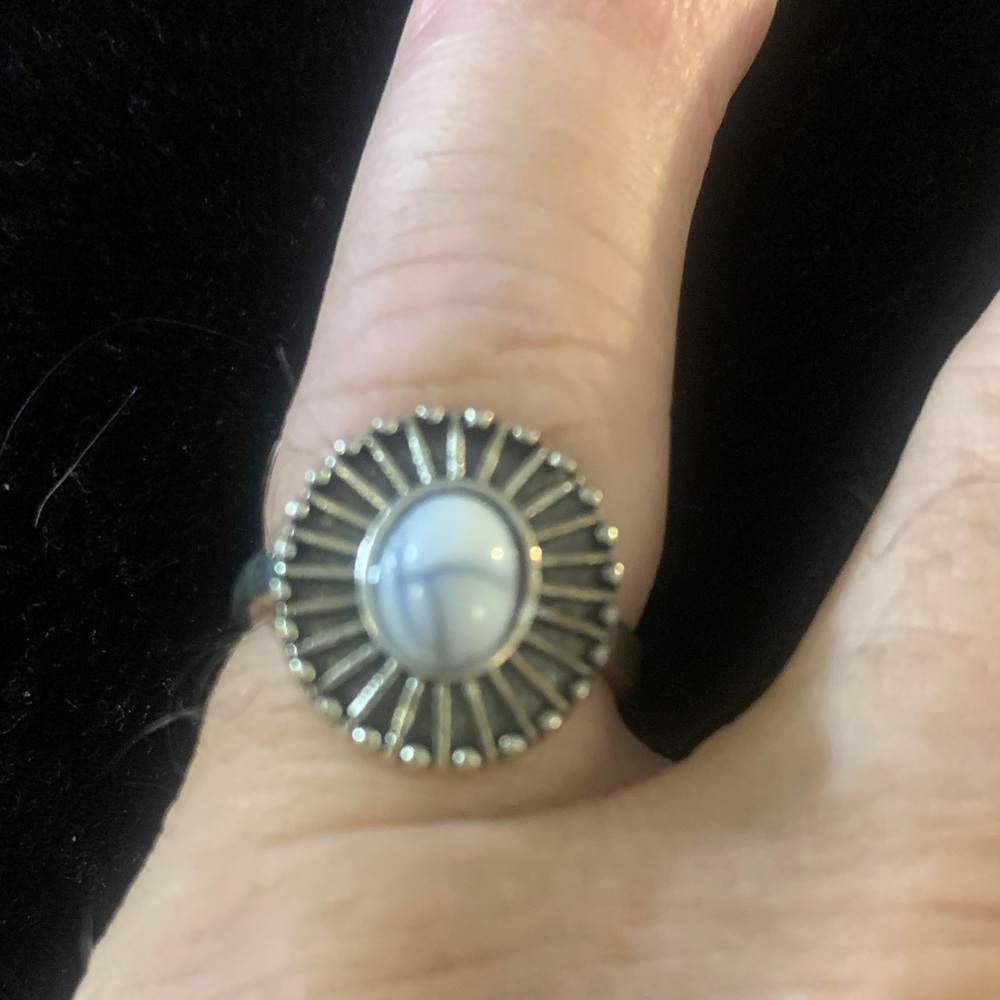 Elegant Silver and White Stone Ring Bogo